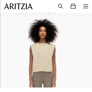 Aritzia Babaton Padded Shoulder Tank - Tan